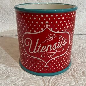 Pioneer‎ Woman Polka Dot Utensil Crock, flea market